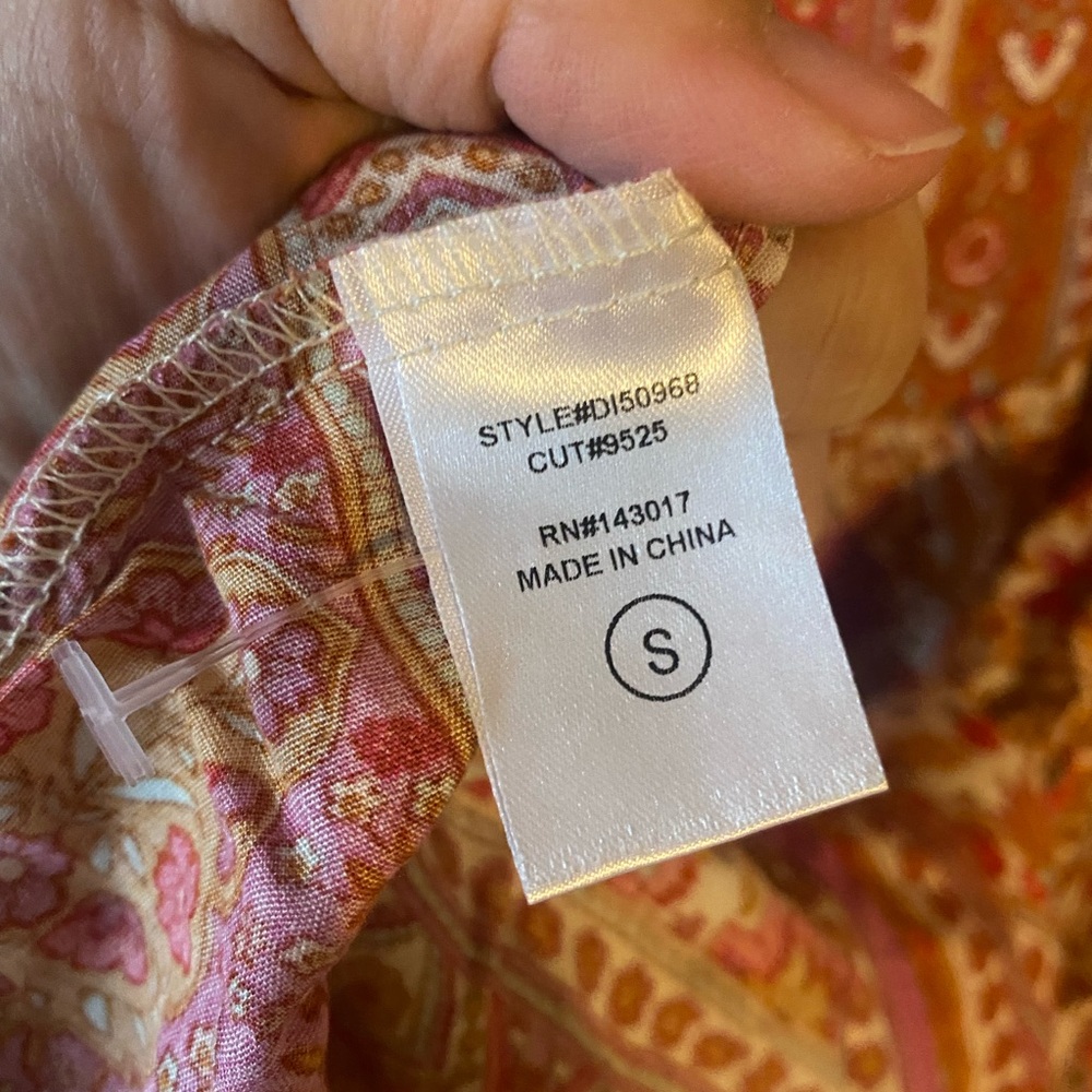 Ces Femme Pink / Orange Dress Boho loose size small, cottagecore hippy whimsy - Picture 4 of 6